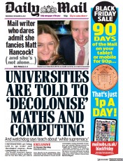 Daily Mail (UK) Newspaper Front Page for 16 November 2022