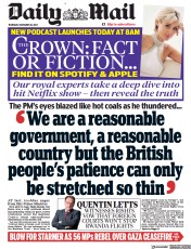 Daily Mail front page for 16 November 2023
