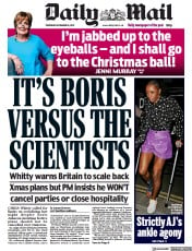 Daily Mail (UK) Newspaper Front Page for 16 December 2021