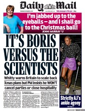 Daily Mail (UK) Newspaper Front Page for 16 December 2021