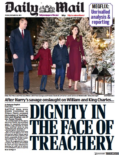 Daily Mail Newspaper Front Page (UK) for 16 December 2022