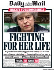 Daily Mail (UK) Newspaper Front Page for 16 January 2019