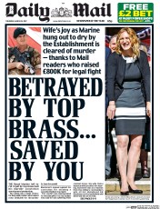 Daily Mail (UK) Newspaper Front Page for 16 March 2017