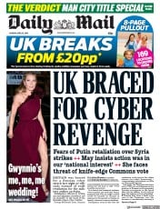 Daily Mail (UK) Newspaper Front Page for 16 April 2018