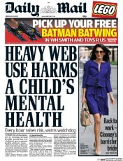 Daily Mail Newspaper Front Page (UK) for 16 May 2014