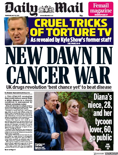 Daily Mail Newspaper Front Page (UK) for 16 May 2019