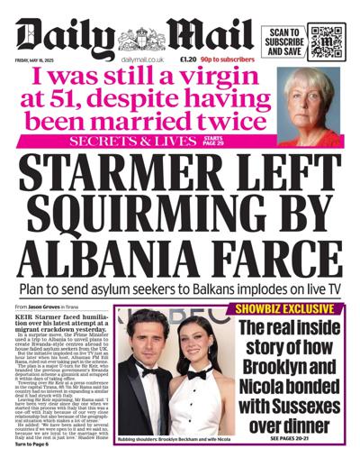 Daily Mail Newspaper Front Page (UK) for 16 May 2025