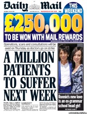 Daily Mail Newspaper Front Page (UK) for 16 June 2012