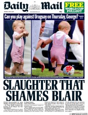 Daily Mail (UK) Newspaper Front Page for 16 June 2014