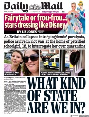 Daily Mail (UK) Newspaper Front Page for 16 July 2021