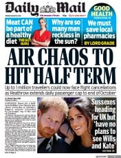 Daily Mail (UK) Newspaper Front Page for 16 August 2022