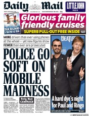 Daily Mail (UK) Newspaper Front Page for 16 September 2016