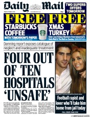 Daily Mail (UK) Newspaper Front Page for 17 October 2014