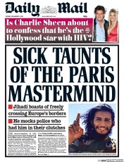 Daily Mail (UK) Newspaper Front Page for 17 November 2015