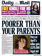 Daily Mail (UK) Newspaper Front Page for 17 December 2013