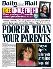 Daily Mail Newspaper Front Page (UK) for 17 December 2013