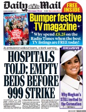Daily Mail (UK) Newspaper Front Page for 17 December 2022