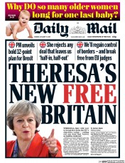 Daily Mail (UK) Newspaper Front Page for 17 January 2017