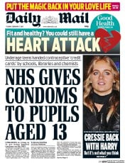 Daily Mail Newspaper Front Page (UK) for 17 February 2015