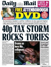 Daily Mail (UK) Newspaper Front Page for 17 March 2014