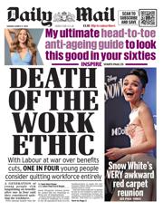 Daily Mail front page for 17 March 2025