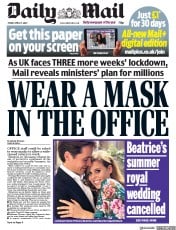 Daily Mail (UK) Newspaper Front Page for 17 April 2020
