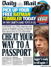 Daily Mail (UK) Newspaper Front Page for 17 May 2014