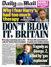 Daily Mail (UK) Newspaper Front Page for 17 May 2021