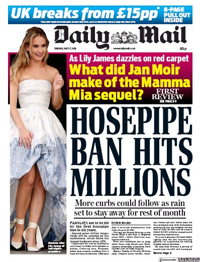 Daily Mail Newspaper Front Page (UK) for 17 July 2018
