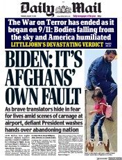 Daily Mail (UK) Newspaper Front Page for 17 August 2021