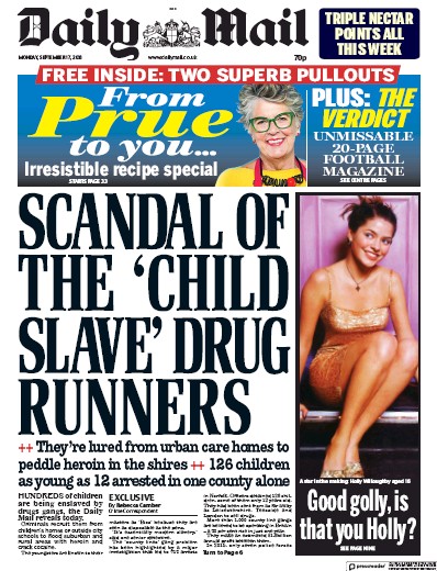 Daily Mail Newspaper Front Page (UK) for 17 September 2018