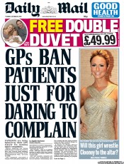 Daily Mail (UK) Newspaper Front Page for 18 October 2011