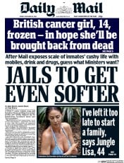 Daily Mail (UK) Newspaper Front Page for 18 November 2016