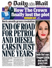 Daily Mail Newspaper Front Page (UK) for 18 November 2020