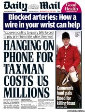 Daily Mail (UK) Newspaper Front Page for 18 December 2012