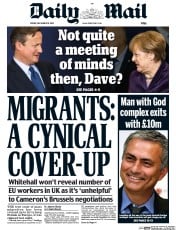 Daily Mail (UK) Newspaper Front Page for 18 December 2015