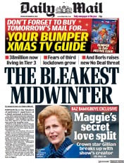 Daily Mail (UK) Newspaper Front Page for 18 December 2020