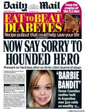 Daily Mail (UK) Newspaper Front Page for 18 January 2016