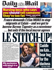 Daily Mail (UK) Newspaper Front Page for 18 January 2018