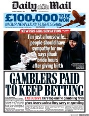 Daily Mail (UK) Newspaper Front Page for 18 February 2019
