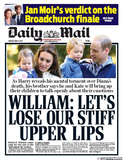 Daily Mail Newspaper Front Page (UK) for 18 April 2017