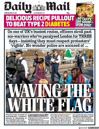 Daily Mail Newspaper Front Page (UK) for 18 April 2019
