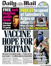 Daily Mail (UK) Newspaper Front Page for 18 April 2020