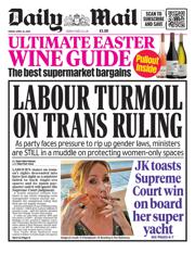 Daily Mail front page for 18 April 2025
