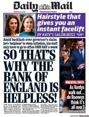 Daily Mail (UK) Newspaper Front Page for 18 May 2022