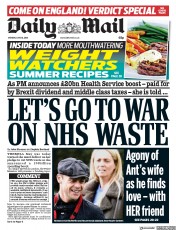 Daily Mail (UK) Newspaper Front Page for 18 June 2018