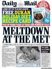 Daily Mail (UK) Newspaper Front Page for 18 July 2011