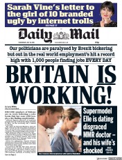 Daily Mail (UK) Newspaper Front Page for 18 July 2018