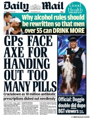 Daily Mail Newspaper Front Page (UK) for 18 August 2015