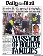 Daily Mail (UK) Newspaper Front Page for 18 August 2017